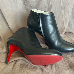 Christian Louboutin Black Leather Heeled Ankle Boots 38.5 Belle